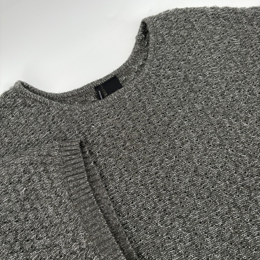 New Directions Metallic Knit Poncho‎ Sweater Gray Silver Oversized Dolman L
